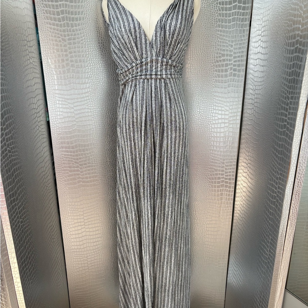 Tart Black and White Ruched Maxi Gown